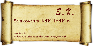 Siskovits Kálmán névjegykártya