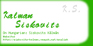 kalman siskovits business card